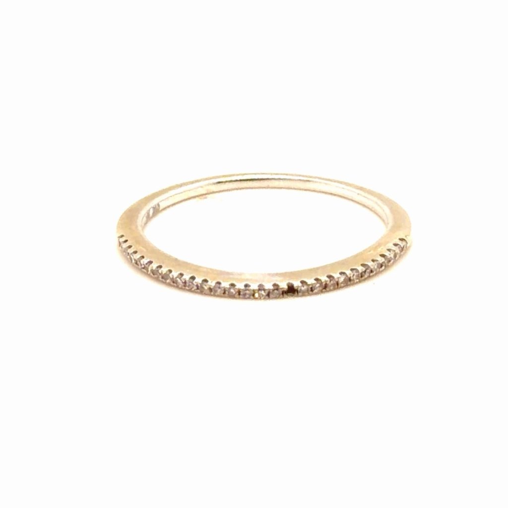 10k White Gold Diamond Thin Band Ring